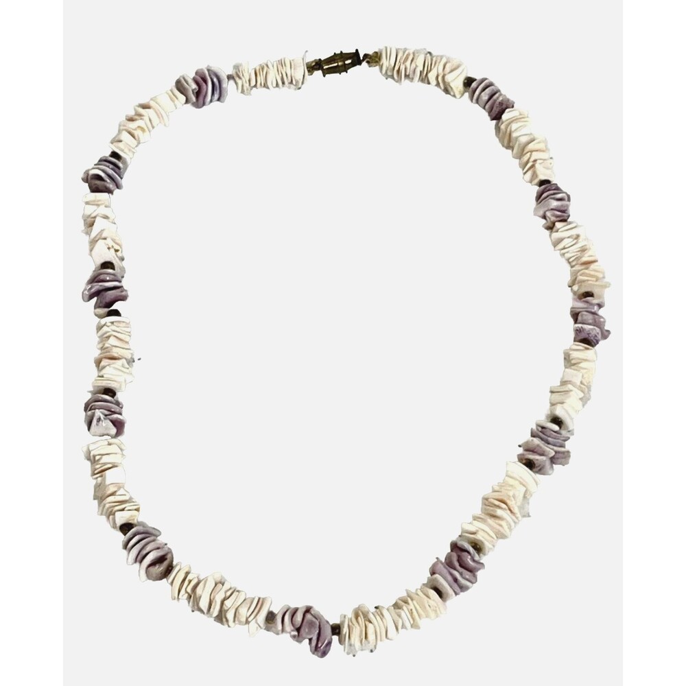 VTG VSCO Skater Boho Lt Purple Pink Hawaii Puka Sea Shell 16” Necklace